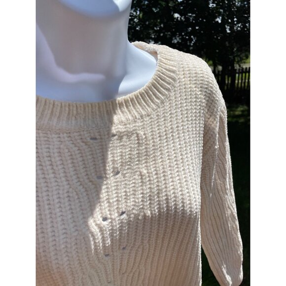 Cream Luv Lane Knit Sweater Womens S 100% Polyester Long Sleeve Pullover - Picture 6 of 8